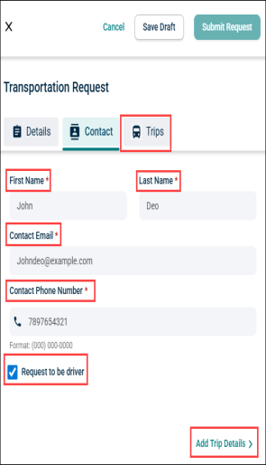 Contact Tab